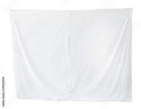 Fototapeta Bed sheet bedding blank canvas hanging isolated on white