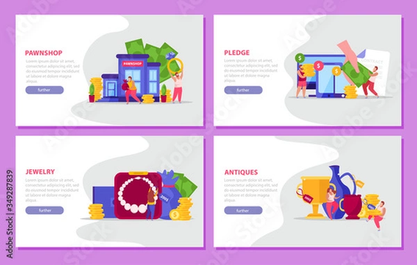 Fototapeta Pawnshop Horizontal Banners Set