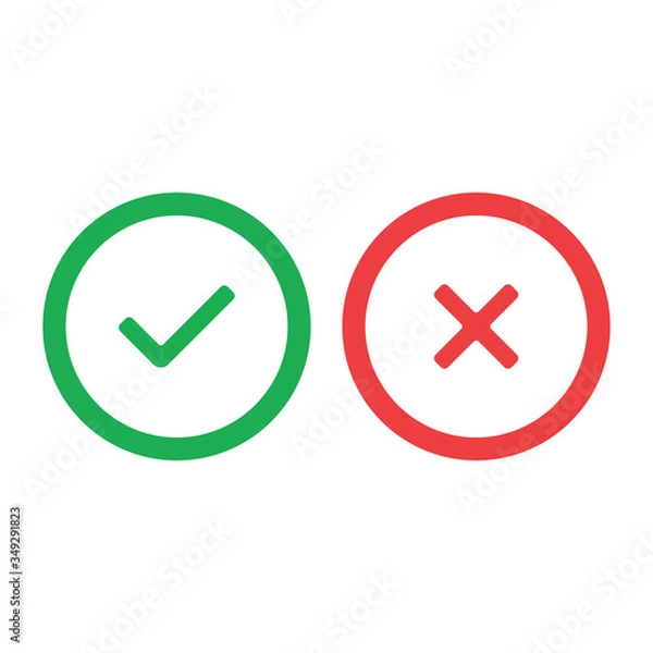 Fototapeta Check mark icons, x or tick approve. vector icon for apps and websites.