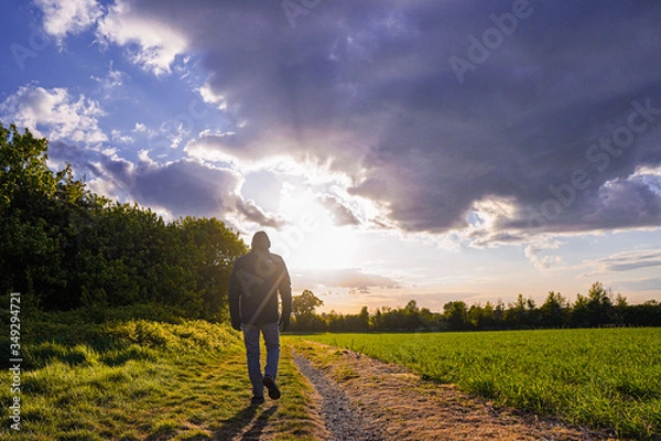 Obraz man walking in the field