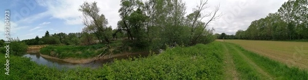 Fototapeta River LAFNITZ  a big  MÄANDER. by Village RUDERSDORF