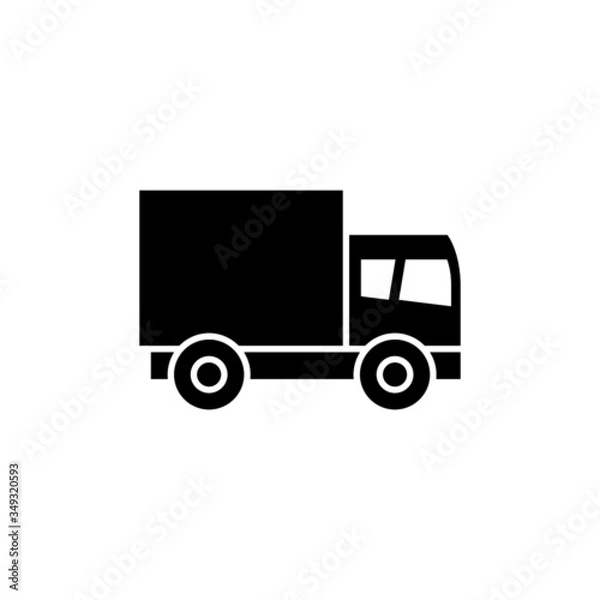 Fototapeta shipping truck icon in black flat design on white background, linear style sign for mobile concept and web design, Delivery truck vector icon, Transportation symbol, logo illustration