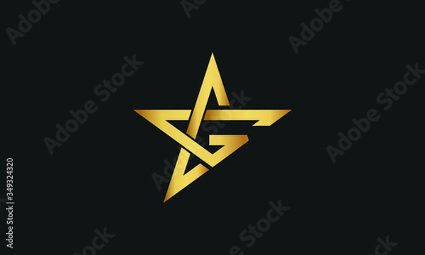 Fototapeta C, G, CG, GC Letter with Star Logo Template vector icon illustration design. Modern Star logo in elegant style with Black Background.