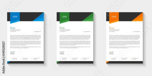 Fototapeta Letterhead design template set Colorful modern abstract design layout for company business