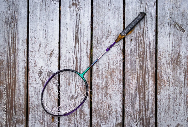 Obraz Текстуры. Заставка. Обои. Теннисная ракетка на досках