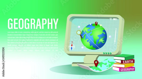 Fototapeta World map 3D on the screen