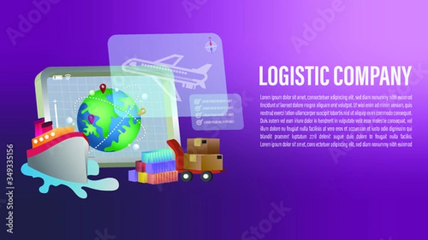 Obraz World map 3D Logistic on the screen