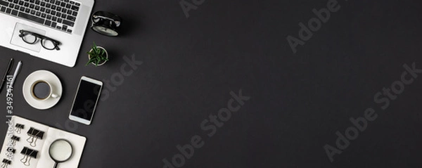 Obraz Abstract dark minimal workplace flat lay