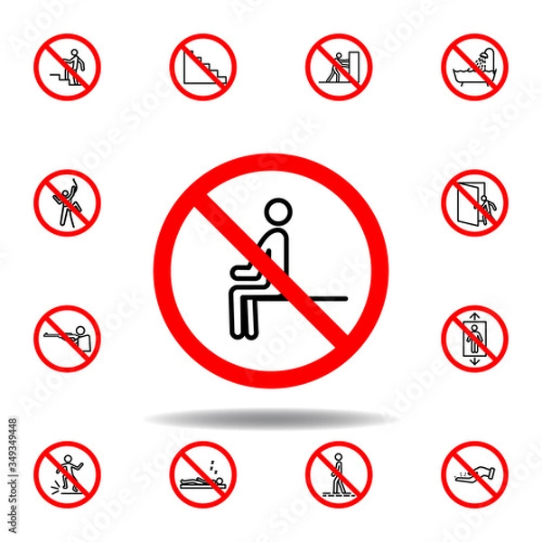 Fototapeta Forbidden sitting icon. set can be used for web, logo, mobile app, UI, UX