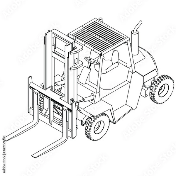 Fototapeta Forklift outline vector. Special machines for the building work.