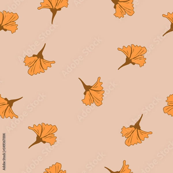 Fototapeta Autumn flowers seamless vector pattern elegant. Art continuous illustration modern