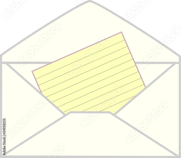 Fototapeta Offenes Briefkuvert mit Notiz