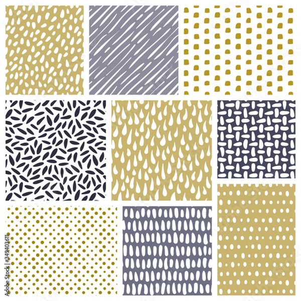 Obraz Set of abstract hand drawn textures, vector seamless patterns