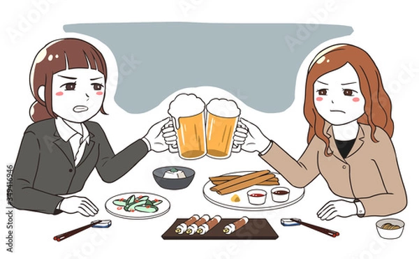 Fototapeta 会社帰りの飲みで険悪(女性)