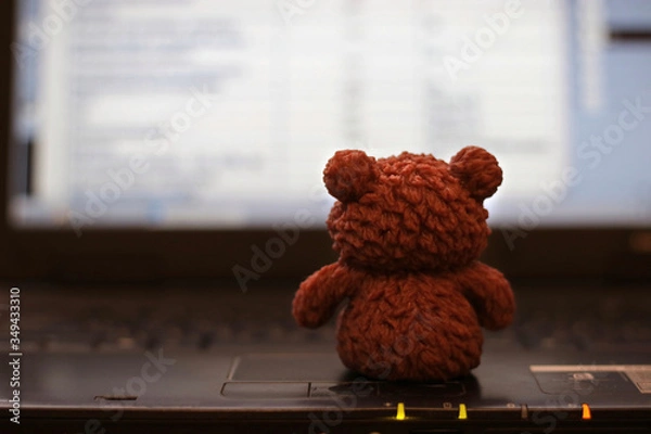Obraz Teddy bear working at the computer