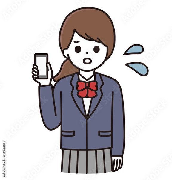 Fototapeta 学生 スマホ 女性 イラスト