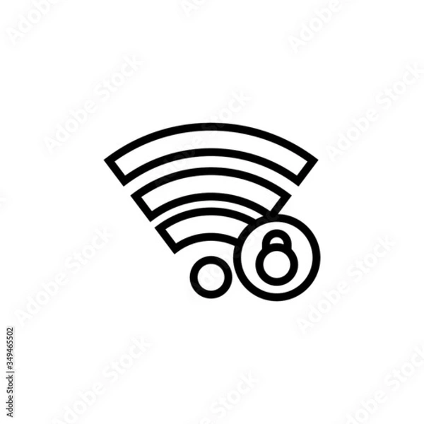 Fototapeta Network security flat icon in outline style on white background