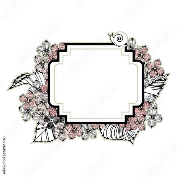 Fototapeta Hydrangea vintage style frame6