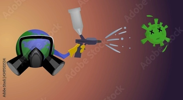 Fototapeta Vector illustration of earth struggling with coronavirus