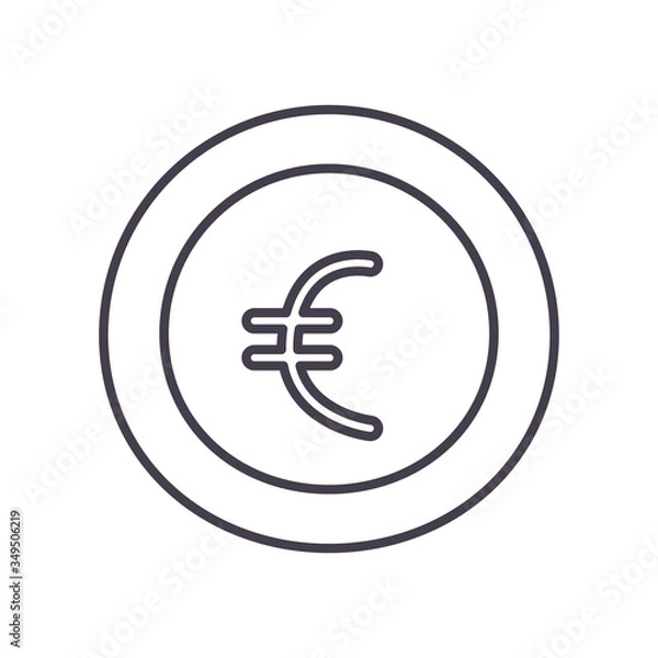 Fototapeta euro coin line style icon vector design