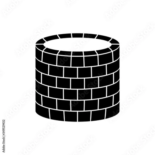 Fototapeta Well icon. Vector illustration of an old stone well. Brick sump.