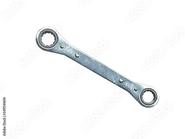 Fototapeta Two head Ratcheting ring wrench size 17 19 on white background