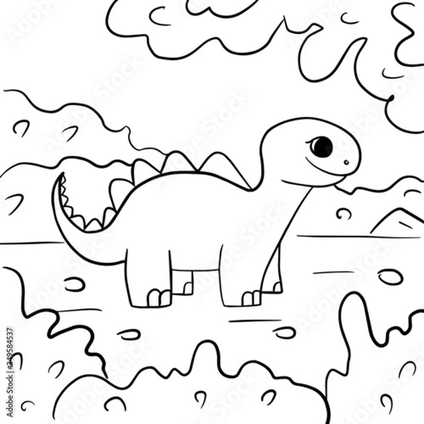 Fototapeta Coloring for children. Vector. Cute dinosaur