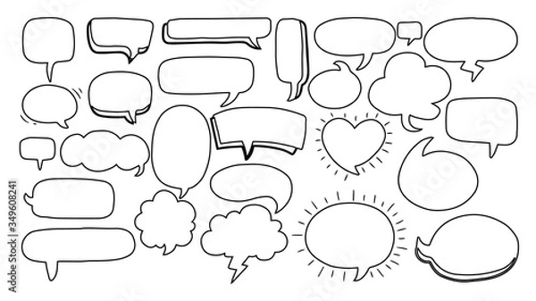 Fototapeta Hand-drawn speech bubbles set collection Vector.