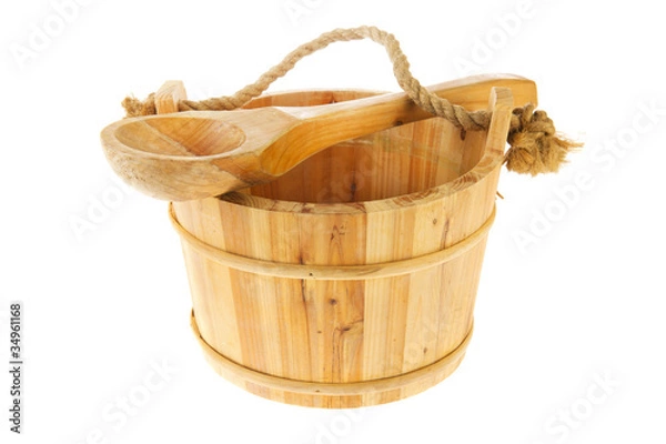 Fototapeta Wooden sauna bucket