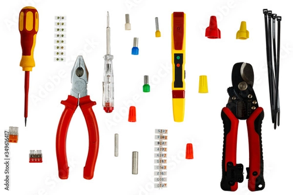 Fototapeta electrical materials on isolated background