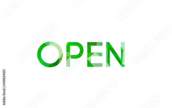 Fototapeta inscription open to Low Poly in english