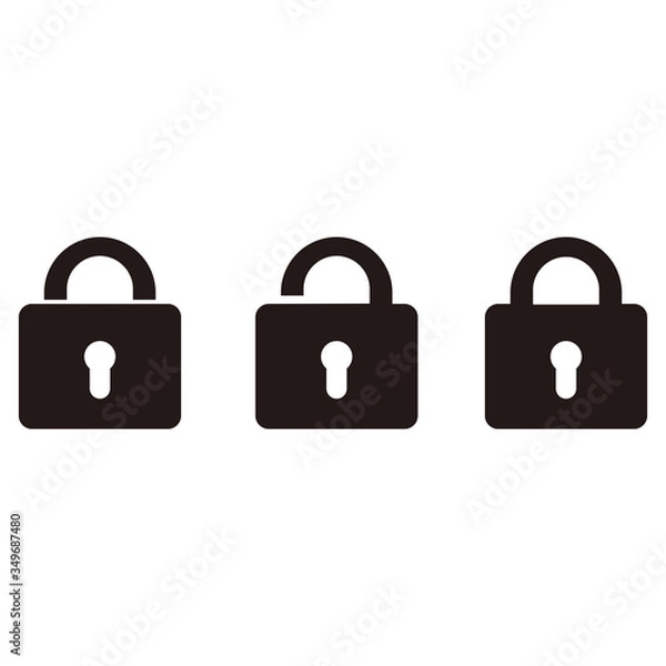 Fototapeta padlock set, vector icon illustration sign