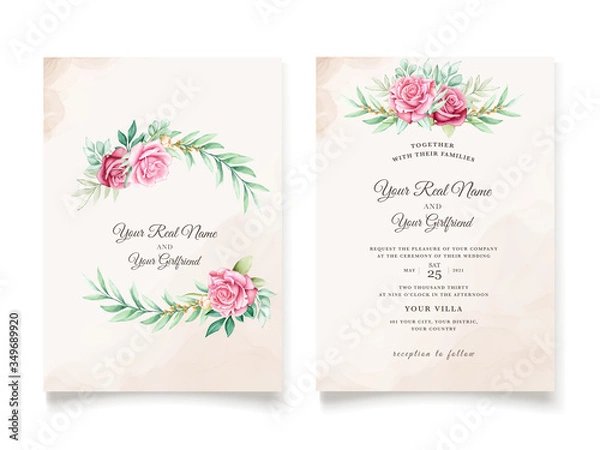 Obraz elegant background wedding invitation design with floral and leaves
