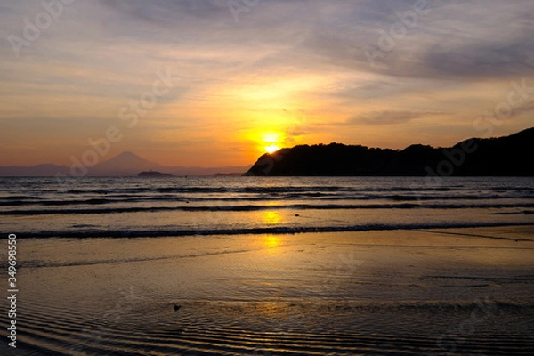 Obraz 逗子海岸の夕日