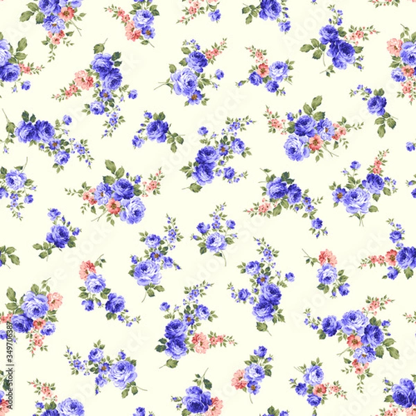 Fototapeta Seamless vector pattern of a rose elegant beautifully