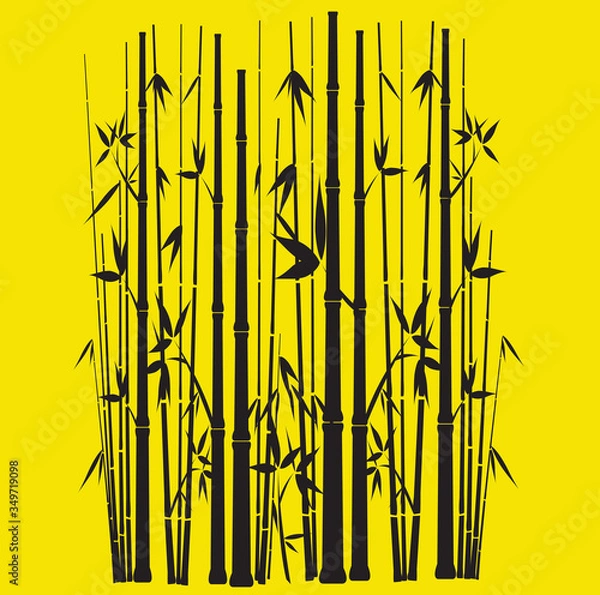 Obraz Bamboo Forest with yellow background