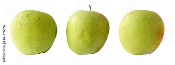 Obraz Three green apples isolated on a white background