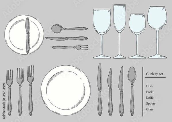Obraz カトラリーセットのベクターイラスト