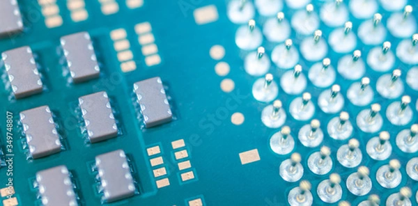 Obraz Closeup CPU or Central Processing Unit from motherboard, macro shot microprocessor unit of computer hardware system
