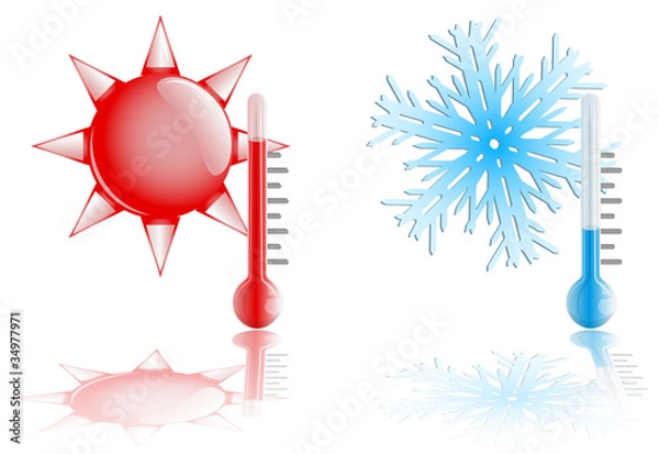Obraz Weather temperature icons set. Vector Illustraion.