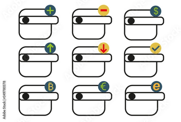 Fototapeta vector of various wallet fit for business and finance icons