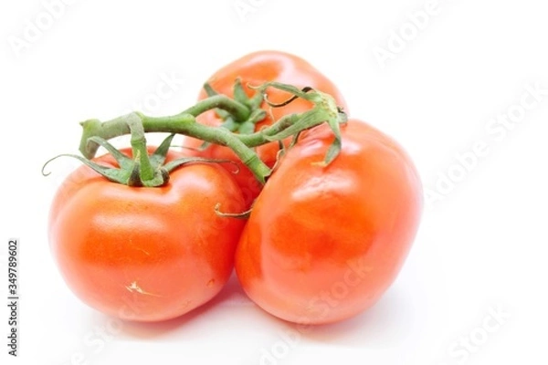 Obraz Beautiful ripe red tomatoes are located on a white background