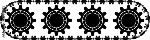 Fototapeta Collection tank and tractor tracks, seamless texture and brush to create