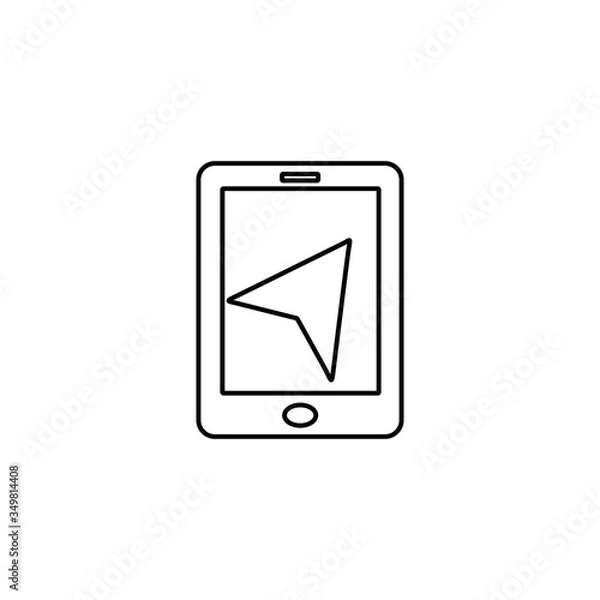 Fototapeta Mobile GPS icon. Map pointer on smartphone screen. Location marker on mobile phone. Navigation sign. Line icon design for perfect web and mobile concept.