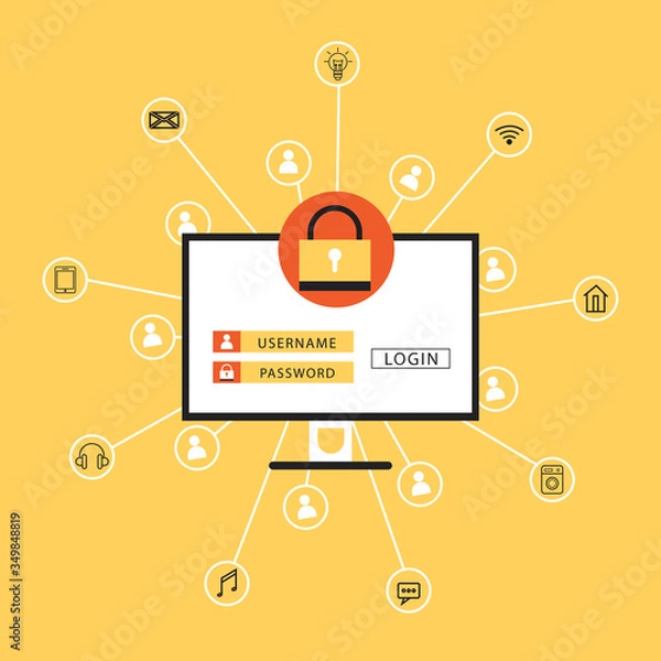 Fototapeta Global Network Vulnerability, Locked Device, Encrypted Files, Lost Documents IT Security Concept