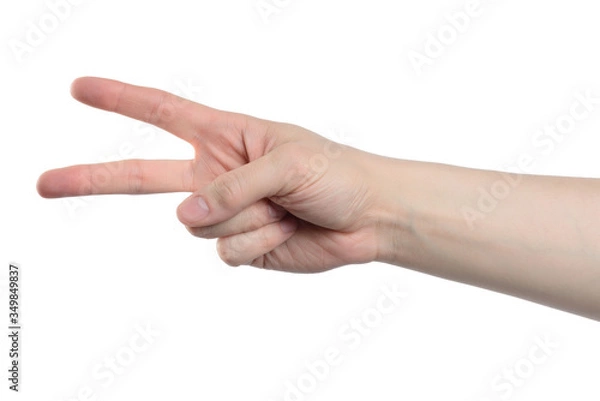 Obraz Male hand counting from one to five isolated on white background