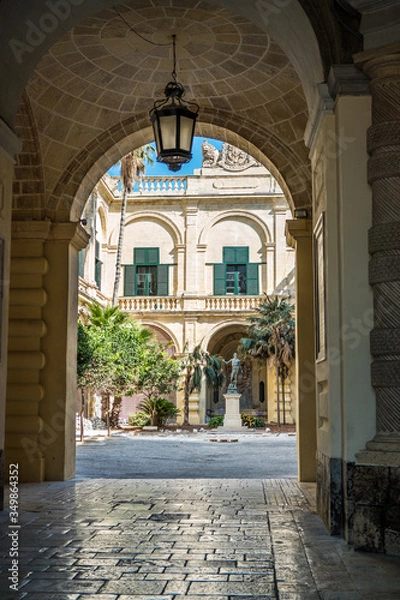 Fototapeta La Valletta city town Garden historical european capital of Malta during the day in a sunny atmosphere