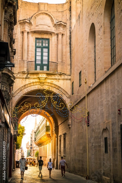 Obraz La Valletta city town downtown historical european capital of Malta during the Golden Hour in a magical atmosphere