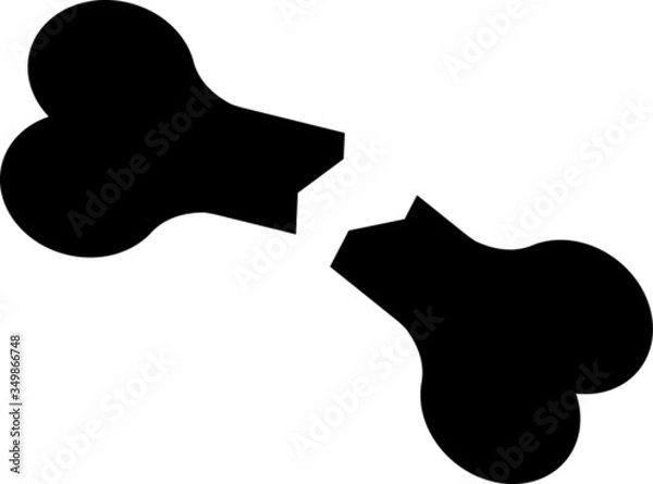 Fototapeta Broken in half bone vector icon, pet dog, forensics icon