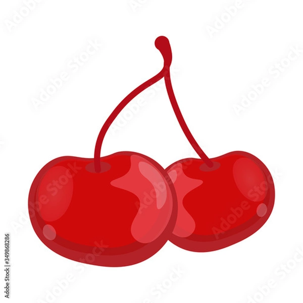 Obraz illustration of a cherry on a white background